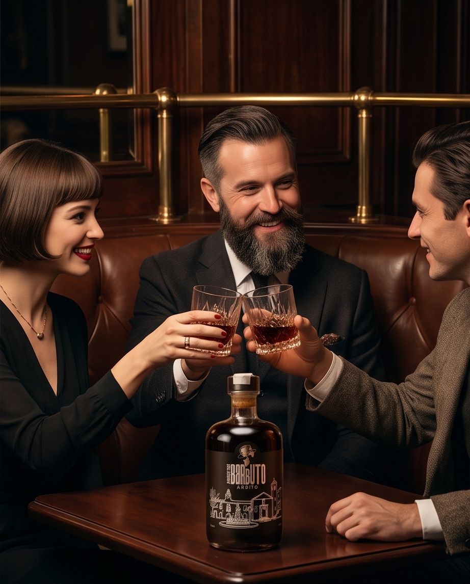 Brindisi con Amaro del Barbuto al tavolo di un club